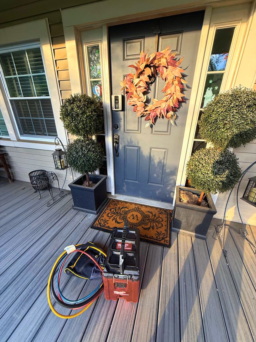 Appliance Rescue Team tool case at the front door of a home on a service call — Appliance Rescue Team serves Englewood, NJ