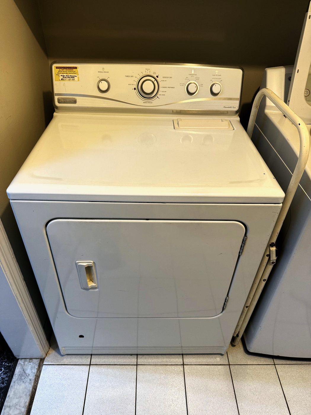 The dryer this repair was done on. Nothing about the outside of a machine tells you what has built up inside it
