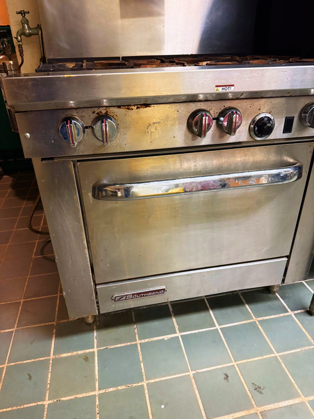 The range this repair was done on — a Southbend that runs every service in a working restaurant kitchen