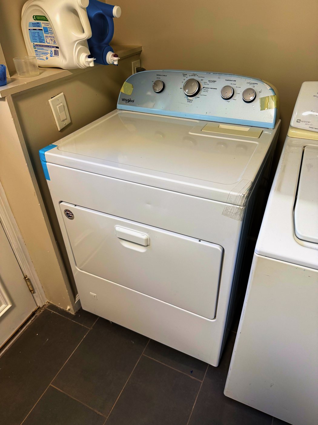 The dryer this repair was done on. From the outside there was nothing to see — the machine ran normally